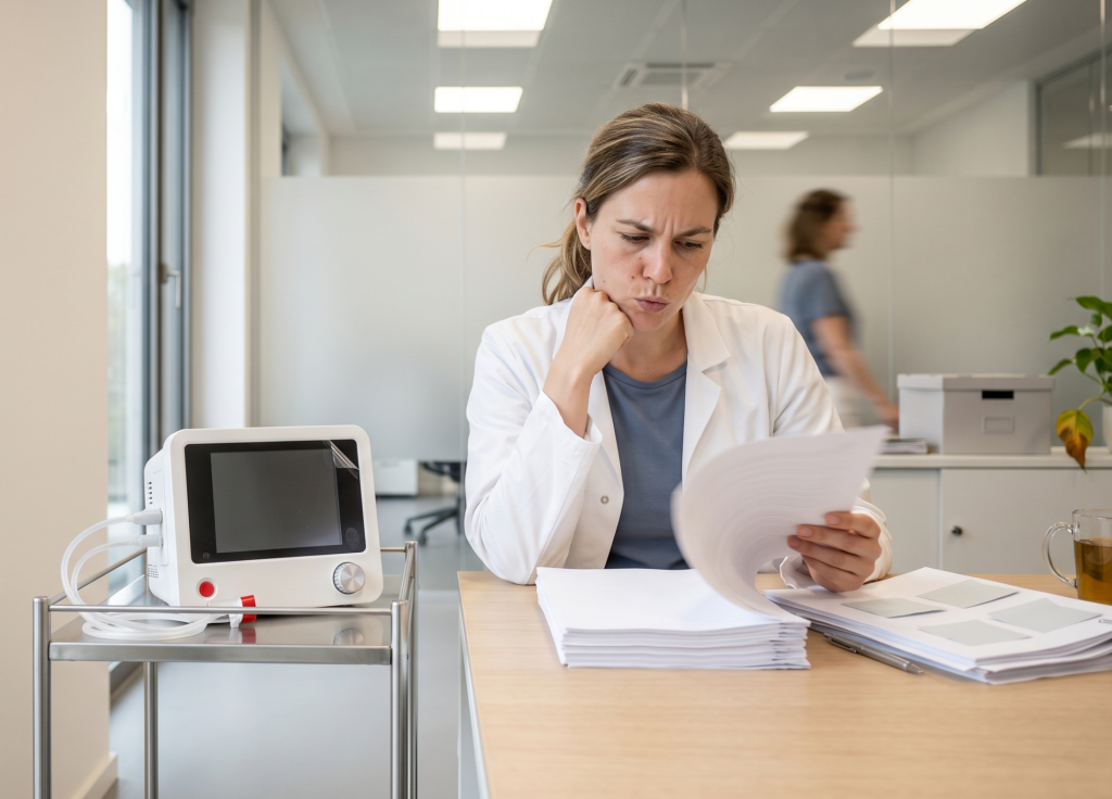 Medizintechnik 1 woman reviewing documents ai 1 scaled e1789363850839